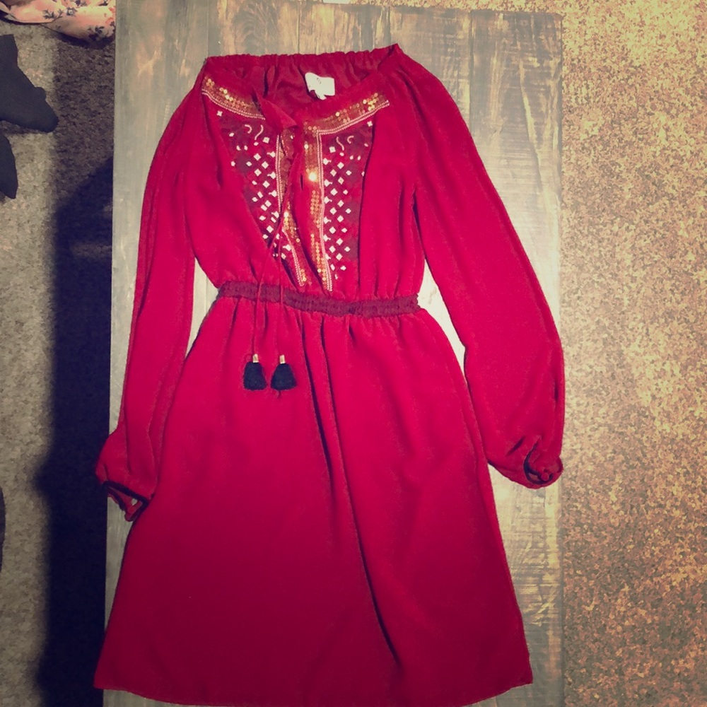 Red burgundy boho dress